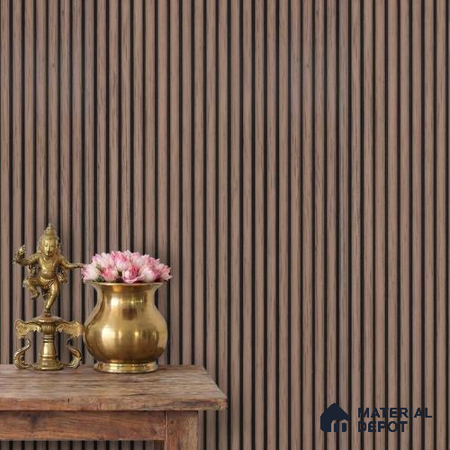 Brown Wooden Louver PN 03887 9.5 ft x 6 inch Charcoal Panel - 10 mm | Suitable for Feature Wall, TV Unit & Living Room | Width is Subjected to 5% Variation
