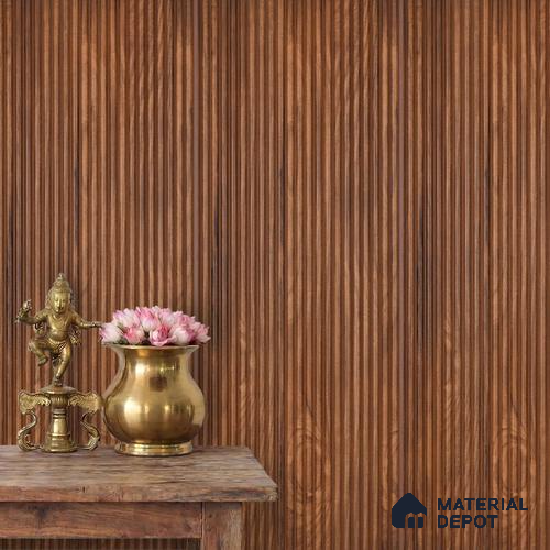 Brown Wooden Louver PN 03889 9.5 ft x 6 inch Charcoal Panel - 10 mm | Suitable for Feature Wall, TV Unit & Living Room | Width is Subjected to 5% Variation
