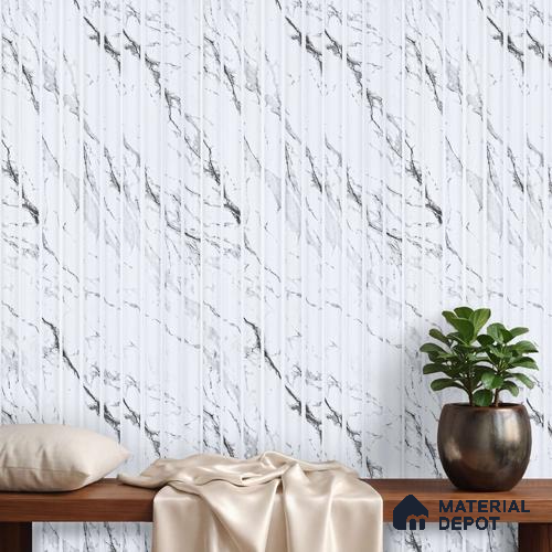 Grey Marble Louver PN 03896 9.5 ft x 6 inch Charcoal Panel - 10 mm | Suitable for Feature Wall, TV Unit & Living Room | Width is Subjected to 5% Variation