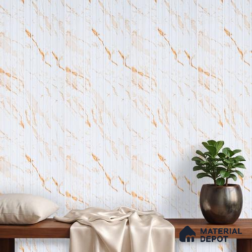 White Marble Louver PN 03898 9.5 ft x 6 inch Charcoal Panel - 10 mm | Suitable for Feature Wall, TV Unit & Living Room | Width is Subjected to 5% Variation