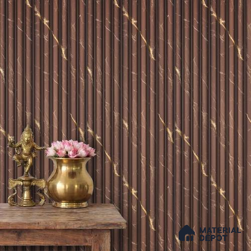 Brown Marble Louver PN 03901 9.5 ft x 6 inch Charcoal Panel - 10 mm | Suitable for Feature Wall, TV Unit & Living Room | Width is Subjected to 5% Variation