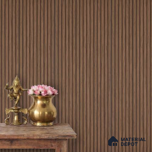 Brown Wooden Louver PN 03910 9.5 ft x 6 inch Charcoal Panel - 10 mm | Suitable for Feature Wall, TV Unit & Living Room | Width is Subjected to 5% Variation