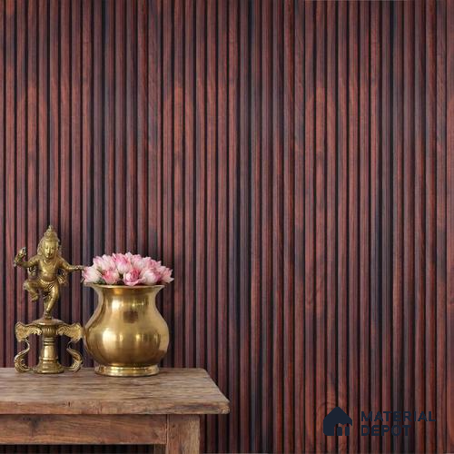 Brown Wooden Louver PN 03911 9.5 ft x 6 inch Charcoal Panel - 10 mm | Suitable for Feature Wall, TV Unit & Living Room | Width is Subjected to 5% Variation