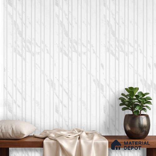 White Marble Louver PN 03915 9.5 ft x 6 inch Charcoal Panel - 10 mm | Suitable for Feature Wall, TV Unit & Living Room | Width is Subjected to 5% Variation