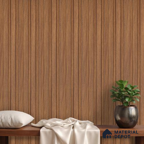 Brown Wooden Louver PN 04553 8 ft x 4.9 inch Charcoal Panel - 12 mm | Suitable for Feature Wall, TV Unit & Living Room | Width is Subjected to 5% Variation