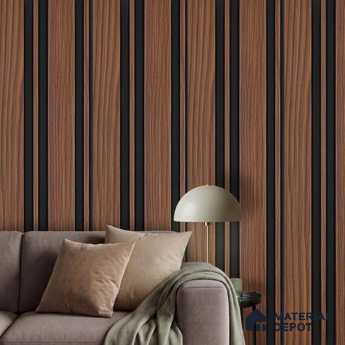 Brown Wooden Louver PN 04592 8 ft x 4.9 inch Charcoal Panel - 12 mm | Suitable for Feature Wall, TV Unit & Living Room | Width is Subjected to 5% Variation