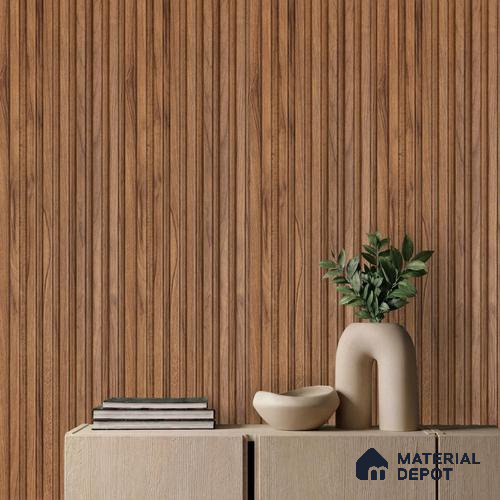 Brown Wooden Louver PN 05124 9 ft x 4.9 inch Charcoal Panel - 12 mm | Suitable for Feature Wall, TV Unit & Living Room | Width is Subjected to 5% Variation