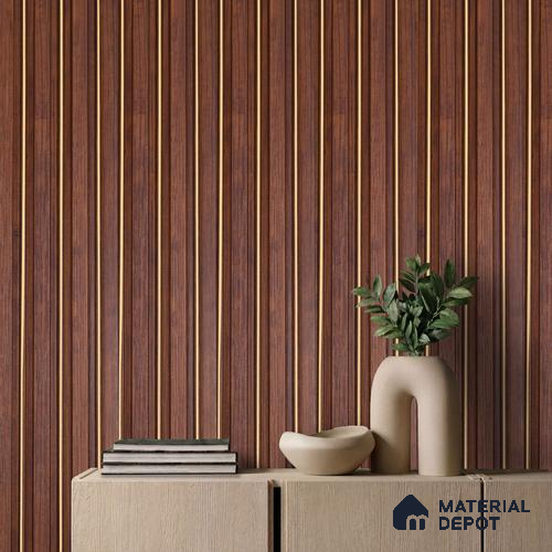 Brown Wooden Louver PN 05655 9.5 ft x 4.9 inch Charcoal Panel - 11 mm | Suitable for Feature Wall, TV Unit & Living Room | Width is Subjected to 5% Variation