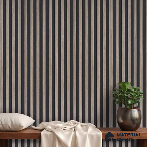 Grey Wooden Louver PN 05760 9.5 ft x 7.8 inch Charcoal Panel - 12 mm | Suitable for Feature Wall, TV Unit & Living Room | Width is Subjected to 5% Variation