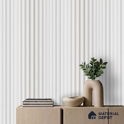 White Plain Colour Louver PN 05761 9.5 ft x 7.8 inch Charcoal Panel - 12 mm | Suitable for Feature Wall, TV Unit & Living Room | Width is Subjected to 5% Variation