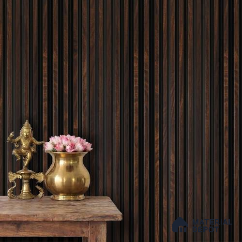 Brown Wooden Louver PN 05764 9.5 ft x 7.8 inch Charcoal Panel - 12 mm | Suitable for Feature Wall, TV Unit & Living Room | Width is Subjected to 5% Variation