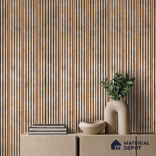 Brown Stone Louver PN 05781 9.5 ft x 7.8 inch Charcoal Panel - 12 mm | Suitable for Feature Wall, TV Unit & Living Room | Width is Subjected to 5% Variation