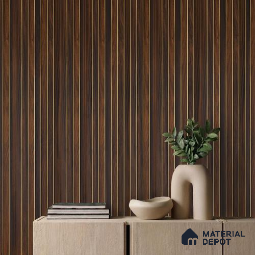 Brown Wooden Louver PN 05790 9.5 ft x 7.8 inch Charcoal Panel - 12 mm | Suitable for Feature Wall, TV Unit & Living Room | Width is Subjected to 5% Variation
