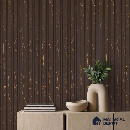 Brown Marble Louver PN 06156 9.5 ft x 7.8 inch Charcoal Panel - 12 mm | Suitable for Feature Wall, TV Unit & Living Room | Width is Subjected to 5% Variation