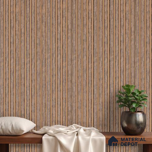 Brown Patterned Louver PN 06160 9.5 ft x 7.8 inch Charcoal Panel - 12 mm | Suitable for Feature Wall, TV Unit & Living Room | Width is Subjected to 5% Variation