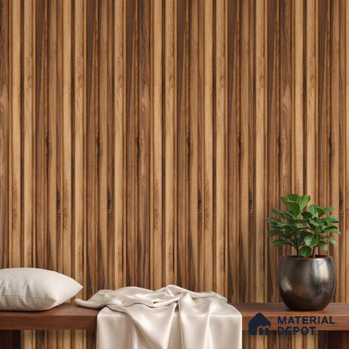 Brown Wooden Louver PN 06163 9.5 ft x 7.8 inch Charcoal Panel - 12 mm | Suitable for Feature Wall, TV Unit & Living Room | Width is Subjected to 5% Variation