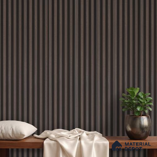Brown Wooden Louver PN 06164 9.5 ft x 7.8 inch Charcoal Panel - 12 mm | Suitable for Feature Wall, TV Unit & Living Room | Width is Subjected to 5% Variation