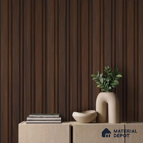 Brown Wooden Louver PN 06167 9.5 ft x 7.8 inch Charcoal Panel - 12 mm | Suitable for Feature Wall, TV Unit & Living Room | Width is Subjected to 5% Variation