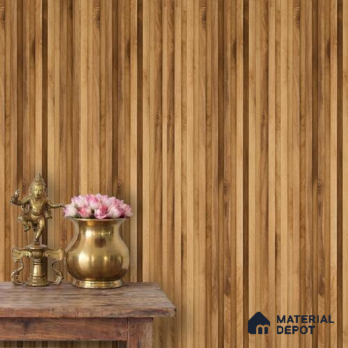 Brown Wooden Louver PN 06169 9.5 ft x 7.8 inch Charcoal Panel - 12 mm | Suitable for Feature Wall, TV Unit & Living Room | Width is Subjected to 5% Variation