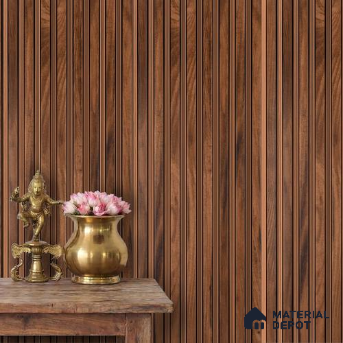 Brown Wooden Louver PN 06172 9.5 ft x 7.8 inch Charcoal Panel - 12 mm | Suitable for Feature Wall, TV Unit & Living Room | Width is Subjected to 5% Variation