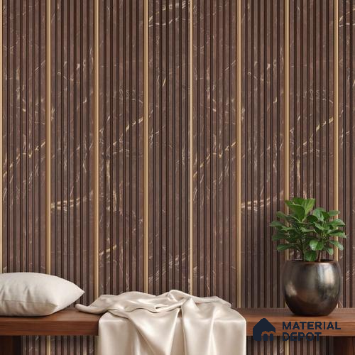 Brown Wooden Louver PN 06173 9.5 ft x 7.8 inch Charcoal Panel - 12 mm | Suitable for Feature Wall, TV Unit & Living Room | Width is Subjected to 5% Variation