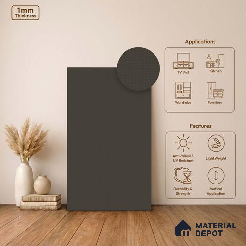 Grey Fabric Look LM 24397  8 ft x 4 ft Texture Finish Decorative Laminate - 1 mm | Suitable for TV Unit, Wardrobe, Kitchen Cabinets
