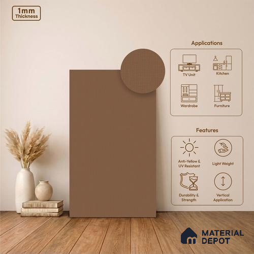 Brown Fabric Look LM 24399  8 ft x 4 ft Texture Finish Decorative Laminate - 1 mm | Suitable for TV Unit, Wardrobe, Kitchen Cabinets