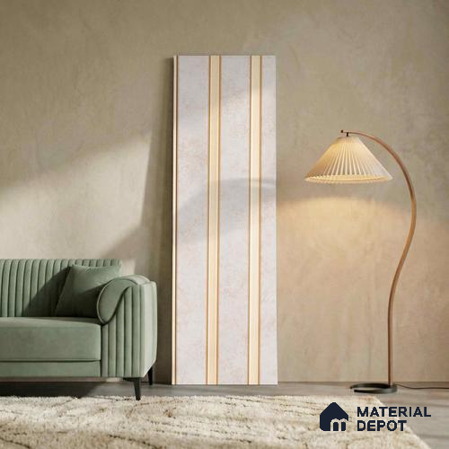 Beige Rustic Louver PN 04078 9.5 ft x 4.9 inch Charcoal Panel - 12 mm | Suitable for Feature Wall, TV Unit & Living Room | Width is Subjected to 5% Variation