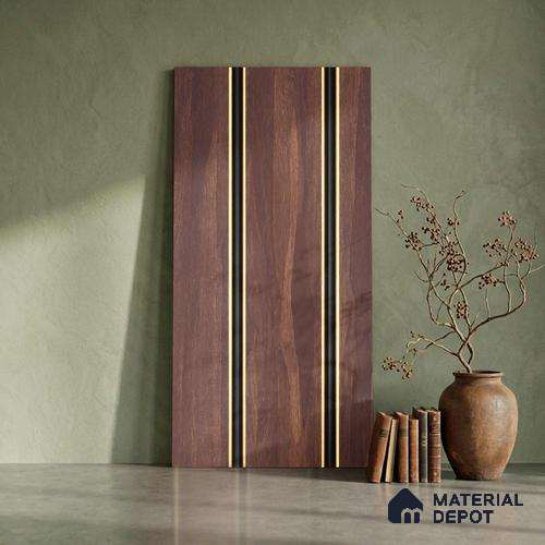 Brown Wooden Louver PN 03017 8 ft x 4.9 inch Charcoal Panel - 8 mm | Suitable for Feature Wall, TV Unit & Living Room | Width is Subjected to 5% Variation