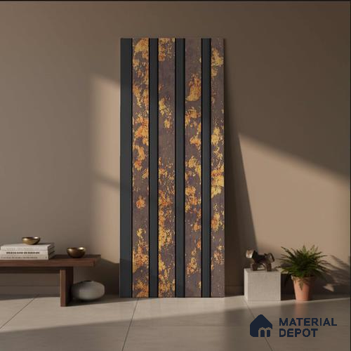 Brown Wooden Louver PN 03250 B 8 ft x 4.9 inch Charcoal Panel - 8 mm | Suitable for Feature Wall, TV Unit & Living Room | Width is Subjected to 5% Variation