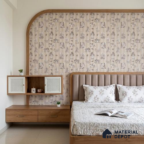 Beige Digital look LM 23946 Madhuvan Madhubani 8 ft x 4 ft Texture Finish Decorative Laminate - 1 mm | Suitable for Living room,TV Unit, Highlighter Wall, Wardrobe, Feature Wall