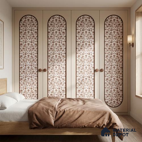 White Digital look LM 23949 Kamlotsav Pichwai Art 8 ft x 4 ft Texture Finish Decorative Laminate - 1 mm | Suitable for Living room,TV Unit, Highlighter Wall, Wardrobe, Feature Wall