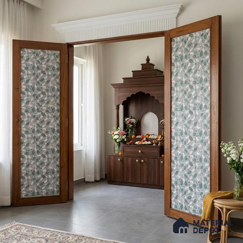 Grey Digital look LM 23937 Kamalam Pichwai Art 8 ft x 4 ft Texture Finish Decorative Laminate - 1 mm | Suitable for Living room,TV Unit, Highlighter Wall, Wardrobe, Feature Wall