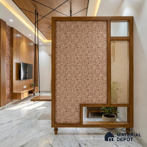 Brown Digital look LM 23942 Matikala Lippan Art 8 ft x 4 ft Texture Finish Decorative Laminate - 1.25 mm | Suitable for Living room,TV Unit, Highlighter Wall, Wardrobe, Feature Wall