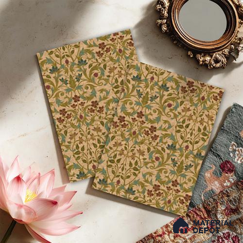 Brown Digital look LM 23938 Fulkari Mughal Floral Art 8 ft x 4 ft Texture Finish Decorative Laminate - 1 mm | Suitable for Living room,TV Unit, Highlighter Wall, Wardrobe, Feature Wall