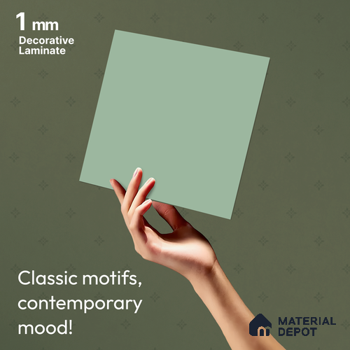 Greenish Grey Solid Colors Look LM 01921 8 ft x 4 ft Matte Finish Decorative Laminate - 1 mm | Suitable for Living Room, Kitchen, Office