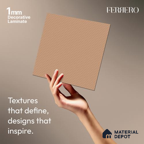 Orange Abstract look Ferrero 1E234 HCO Blush Pink 8 ft x 4 ft Honey Comb Finish Decorative Laminate - 1 mm | Matching E3 Edgeband Code - (1060)