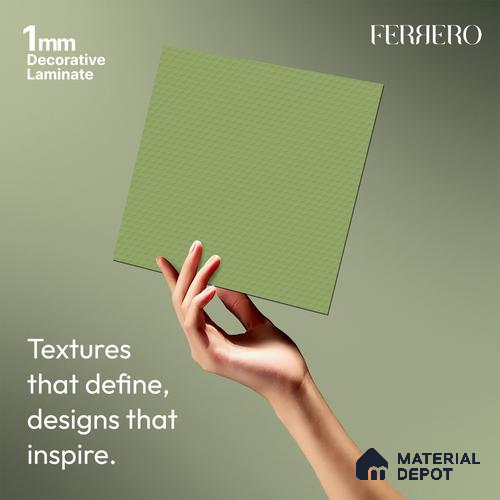 Green Abstract look Ferrero 1E243 HCO Pastel Green 8 ft x 4 ft Honey Comb Finish Decorative Laminate - 1 mm | Matching E3 Edgeband Code - (1057)