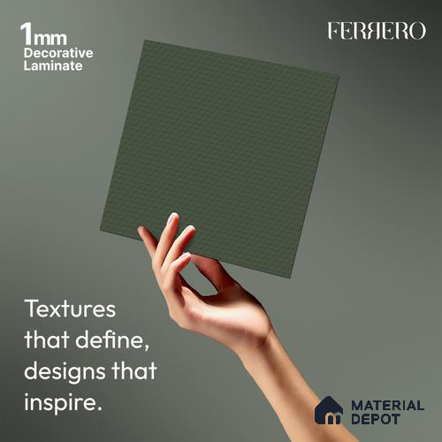 Green Abstract look Ferrero 1E236 HCO Sage Green 8 ft x 4 ft Honey Comb Finish Decorative Laminate - 1 mm | Matching Prism Edgeband Code - (10115)