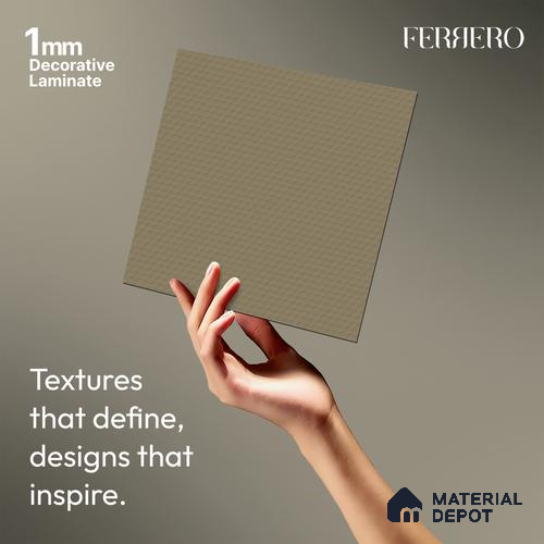 Grey Abstract look Ferrero 1E240 HCO Soft Sandstone Beige 8 ft x 4 ft Honey Comb Finish Decorative Laminate - 1 mm | Matching E3 Edgeband Code - (1054)