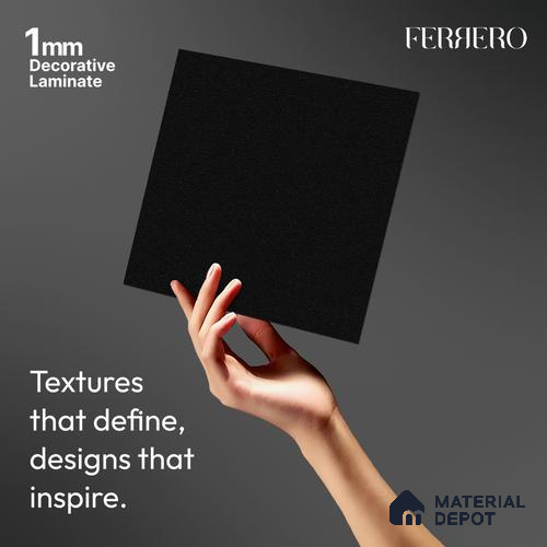Black Wave look Ferrero 1E190 PO Deep Charcoal Grey 8 ft x 4 ft Pomel Finish Decorative Laminate - 1 mm | Matching E3 Edgeband Code - (1006)
