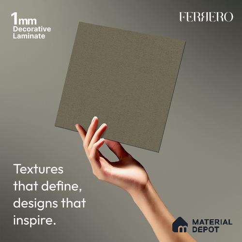 Green Fabric look Ferrero 1E229 RF Cool Grey 8 ft x 4 ft Real Fabric Finish Decorative Laminate - 1 mm | Matching Rehau Edgeband Code - (75709)