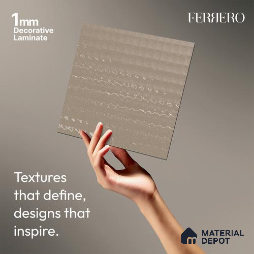 Pink Sparkle look Ferrero 1E482 MQ Muted Lavender Grey 8 ft x 4 ft Mirror Qubes Finish Decorative Laminate - 1 mm | Matching Rehau Edgeband Code - (75706)