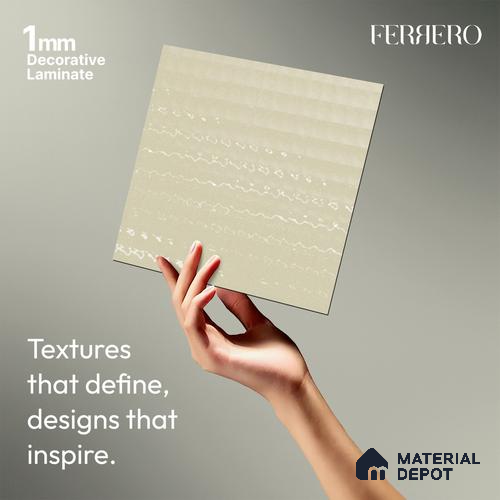 Beige Sparkle look Ferrero 1E480 MQ Soft Vanilla White 8 ft x 4 ft Mirror Qubes Finish Decorative Laminate - 1 mm | Matching Square One Edgeband Code - (1002)