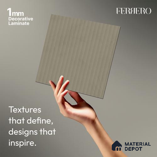 Misty Grey Fluted Solid Color 1E162 PF Misty 8 ft x 4 ft Texture Finish Decorative Laminate - 1 mm | Suitable for TV Unit,Wardrobe, Kitchen Cabinets
