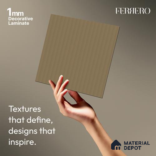 Sand Beige Fluted Solid Color 1E208 CFL Sand 8 ft x 4 ft Texture Finish Decorative Laminate - 1 mm | Suitable for TV Unit,Wardrobe, Kitchen Cabinets