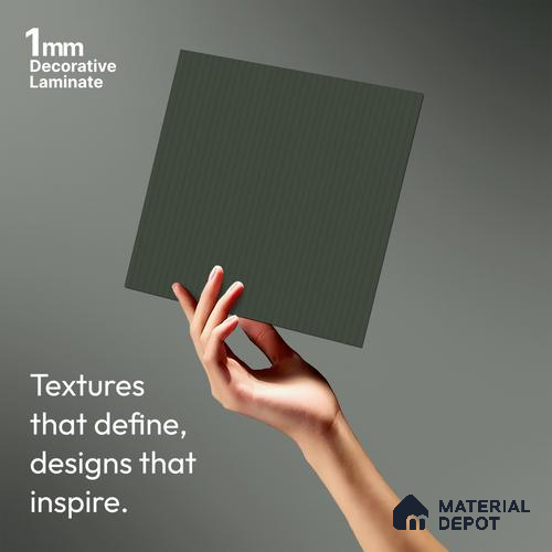 Sage Green Fluted Solid Color Look LM 23698 G 8 ft x 4 ft Texture Finish Decorative Laminate - 1 mm | Suitable for TV Unit, Wardrobe, Kitchen Cabinets
