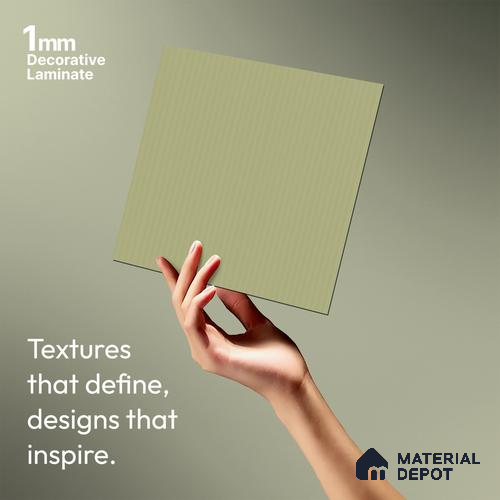 Pistachio Green Fluted Solid Color Look WMF 929 8 ft x 4 ft Texture Finish Decorative Laminate - 1 mm | Suitable for TV Unit, Wardrobe, Kitchen Cabinets