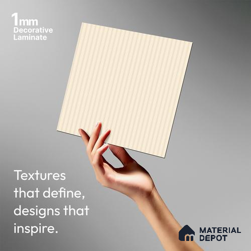 Warm White Beige Fluted Solid Color LM 01857 8 ft x 4 ft Matte Finish Decorative Laminate - 1 mm | Suitable for TV Unit,Wardrobe, Kitchen Cabinets