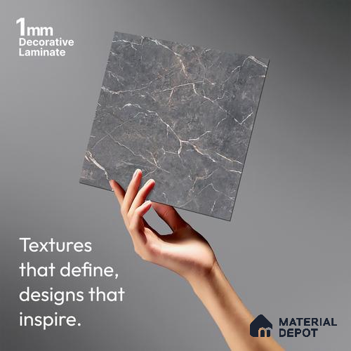 Grey Marble Look LM 10854 8 ft x 4 ft Matte Finish Decorative Laminate - 1 mm | Suitable for TV Unit, Wardrobe, Kitchen Cabinets